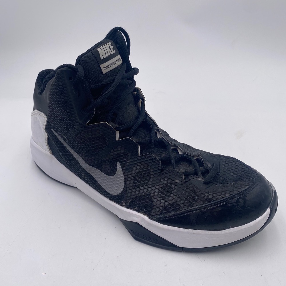 Nike Zoom Without A Doubt Basketball Shoes Men 11 Blk White 749432-002 High Top